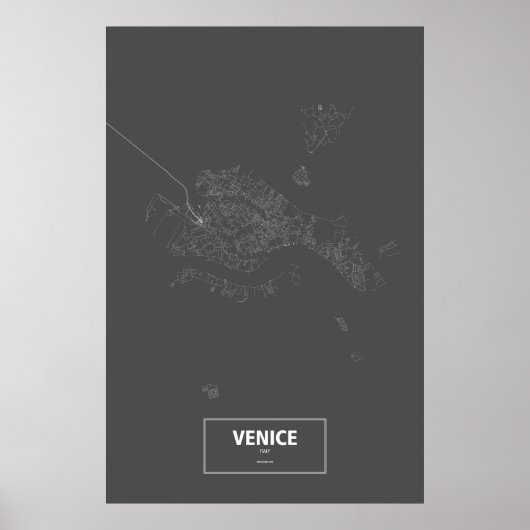 Venedig (Insel), Italien (weiß auf schwarz) Poster (Vorne)