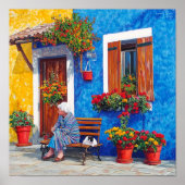 Venedig Inspiriert - farbenfrohe Dorfposter drucke (Vorne)