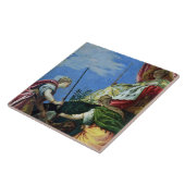 Venedig inthronisierte zwischen Gerechtigkeit und Fliese (Seite)