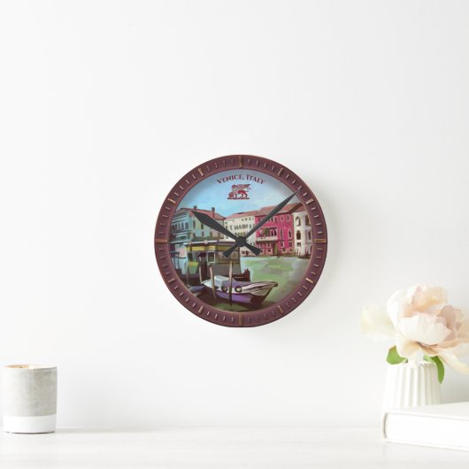 Venedig (IT) - Bootstation am Canale Grande Runde Wanduhr (Zuhause)