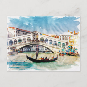 Venedig Italien Aquarell Vintage Weltreise Kunst Feiertagspostkarte