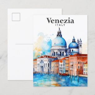 Venedig Italien Aquarellmalerei Reise Postkarte