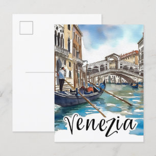 Venedig Italien Aquarellmalerei Reise Postkarte
