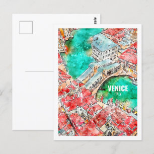 Venedig Italien Berühmter Reiseort Aquarell Postkarte