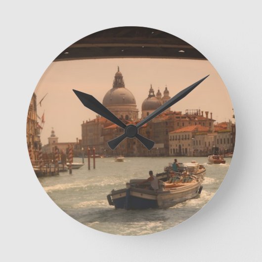 Venedig-Italien-Canal Vintag Runde Wanduhr (Vorderseite)
