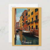 Venedig Italien Farbenfrohe Bootsfahrt Postkarte (Vorne/Hinten)