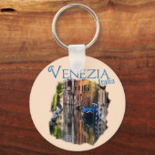 Venedig, Italien: Farbenfroher Kanal Schlüsselanhänger (Vorderseite)