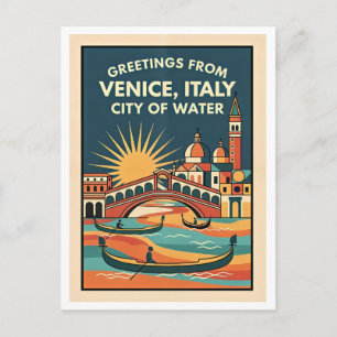 Venedig Italien Farbige Retro-Kunst Postkarte