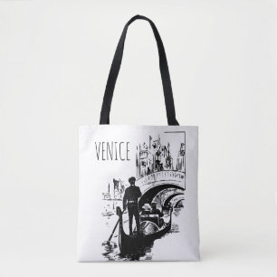 Venedig Italien Gondel Schwarz-Weiß-Tasche Tasche
