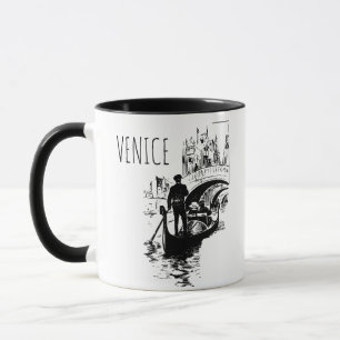 Venedig Italien Gondel Schwarz Weiß Tasse
