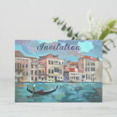 Venedig, Italien - Gondelbahn Traghetto Einladung (Stehend Vorderseite)