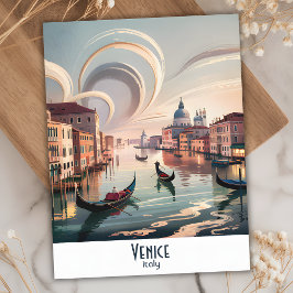 Venedig Italien Gondelkanal Wasserfarben Retro Rei Postkarte