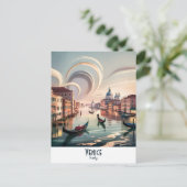 Venedig Italien Gondelkanal Wasserfarben Retro Rei Postkarte (Stehend Vorderseite)