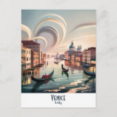 Venedig Italien Gondelkanal Wasserfarben Retro Rei Postkarte (Vorderseite)