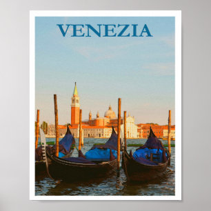 Venedig Italien Gondeln Retro Vintage Reise Poster