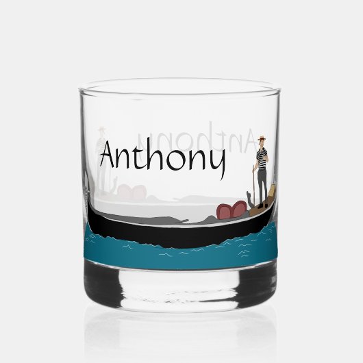 Venedig, Italien, Gondeln und Gondolier Personalis Whiskyglas (Vorderseite)