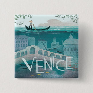 Venedig Italien Gondola Reise-Retro-Post Button