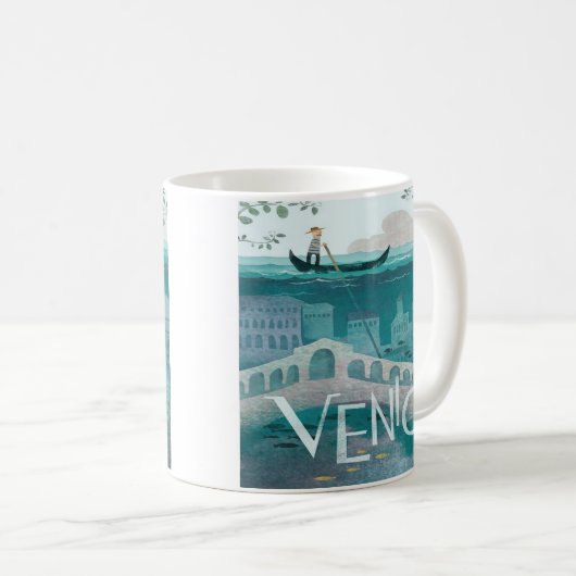 Venedig Italien Gondola Reise-Retro-Post Kaffeetasse (VorderseiteRechts)