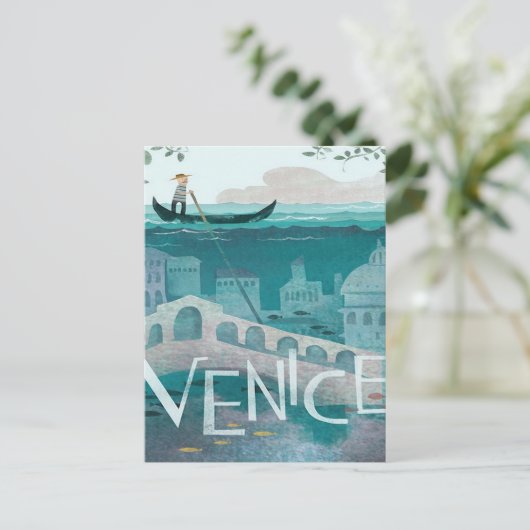 Venedig Italien Gondola Reise-Retro-Post Postkarte (Stehend Vorderseite)