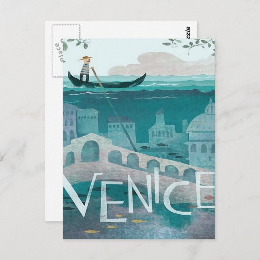 Venedig Italien Gondola Reise-Retro-Post Postkarte (Vorne/Hinten)