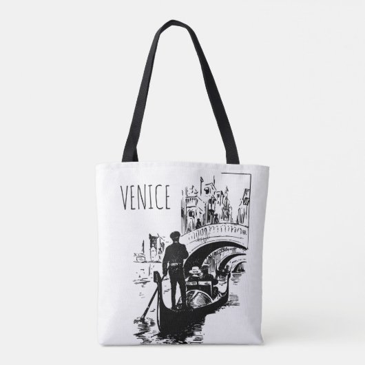 Venedig Italien Gondola Schwarz-Weiß-Tote-Tasche Tasche (Rückseite)