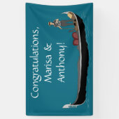 Venedig, Italien Gondola und Gondolier Aquamarin B Banner (Vertikal)