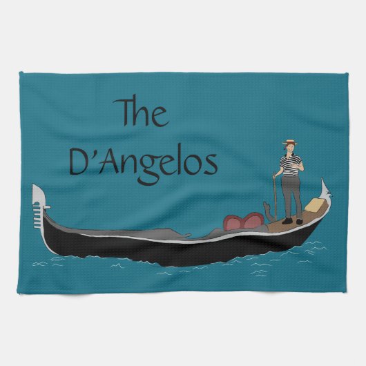 Venedig, Italien Gondola und Gondolier Aquamarin B Geschirrtuch (Horizontal)
