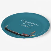 Venedig, Italien Gondola und Gondolier Aquamarin B Pappteller (Schrägansicht)