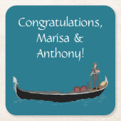 Venedig, Italien Gondola und Gondolier Aquamarin B Rechteckiger Pappuntersetzer (Vorderseite)