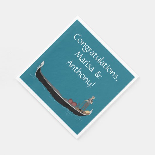 Venedig, Italien Gondola und Gondolier Aquamarin B Serviette (Ecke)