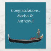 Venedig, Italien Gondola und Gondolier Aquamarin B Weinetikett (Einzelnes Label)