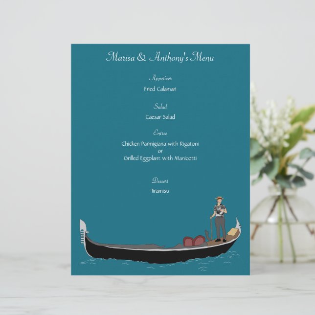 Venedig, Italien Gondola und Gondolier Custom Menu Briefbogen (Stehend Vorderseite)