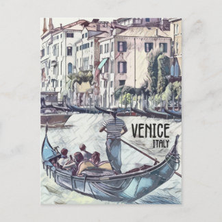 Venedig Italien Gondola Vintager Stil Welt Postkarte