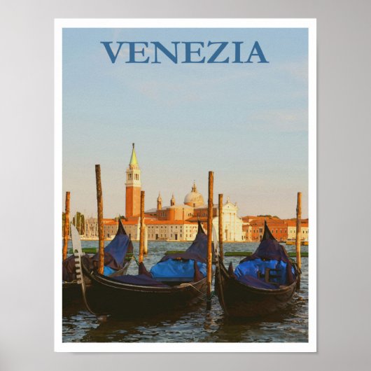 Venedig Italien Gondolas Retro Vintage Travel Poster (Vorne)