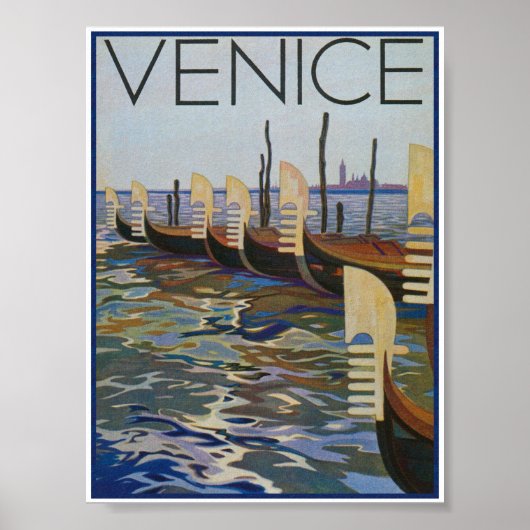 Venedig Italien Gondolas Vintage Travel Poster (Vorne)