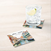 Venedig Italien Hochzeit der Wasserfarben Rechteckiger Pappuntersetzer (Vor Ort)