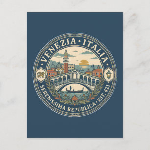 Venedig Italien Illustration Reise Kunst Abzeichen Postkarte