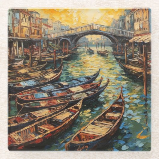 Venedig, Italien im van-Gogh-Stil Glasuntersetzer (Vorderseite)