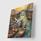 Venedig, Italien im van-Gogh-Stil Quadratische Wanduhr (Winkel)
