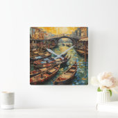 Venedig, Italien im van-Gogh-Stil Quadratische Wanduhr (Zuhause)