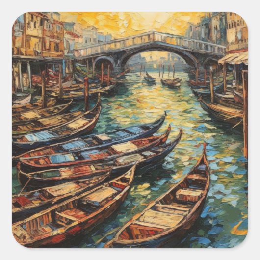 Venedig, Italien im van-Gogh-Stil Quadratischer Aufkleber (Vorderseite)