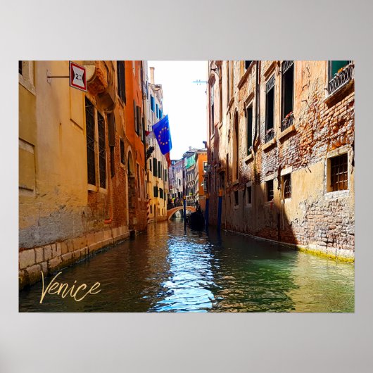 Venedig Italien Kanal Lebend Hübsche kleine Brücke Poster (Vorne)