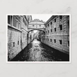 Venedig Italien Kanalboot Schwarzweiß Postkarte
