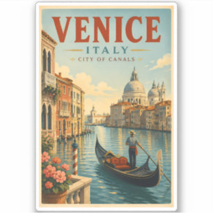 Venedig Italien Kanäle Illustration Reise Kunst Re Aufkleber