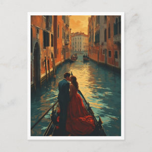 Venedig Italien Liebende Gondel Kanal Romantisch F Postkarte