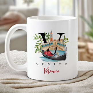 Venedig Italien Monogramm Buchstabe V Personalisie Kaffeetasse
