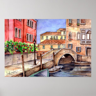 Venedig Italien Pen und Wasserfarbe Wash Poster