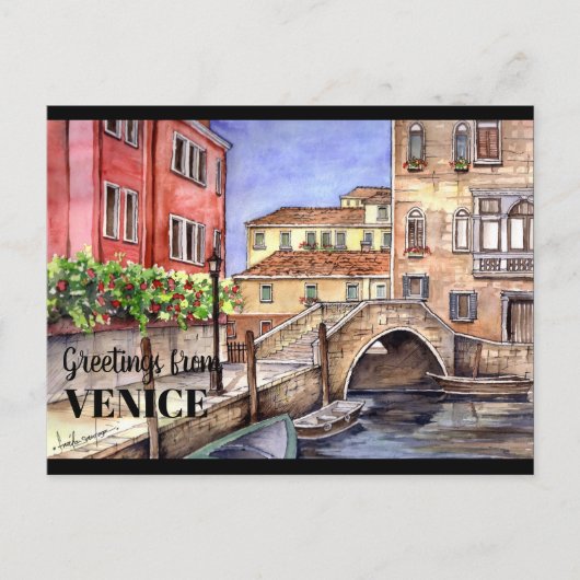 Venedig Italien Pen & Wash Postkarte (Vorderseite)