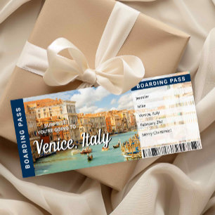 Venedig Italien Reise Überraschung Bordkarte Einladung