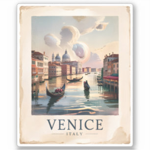Venedig Italien Reise Vintage-Wasserfarbe Grand Ca Aufkleber